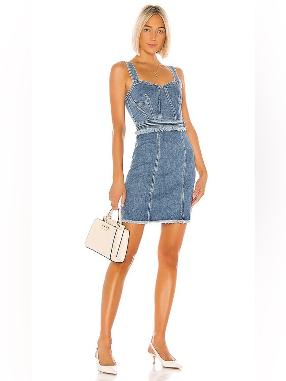 7 For All Mankind Fray Denim Mini Dress